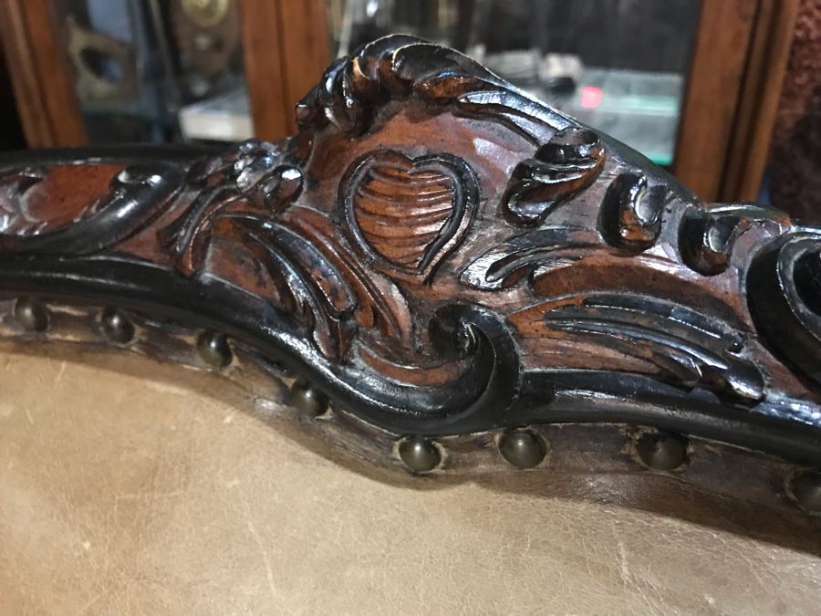 Vintage Classy Ralph Lauren Leather Sofa With Brass Nail Heads - See Photos For Hairline Crack On Right Top That Needs Repair [Photo 2]