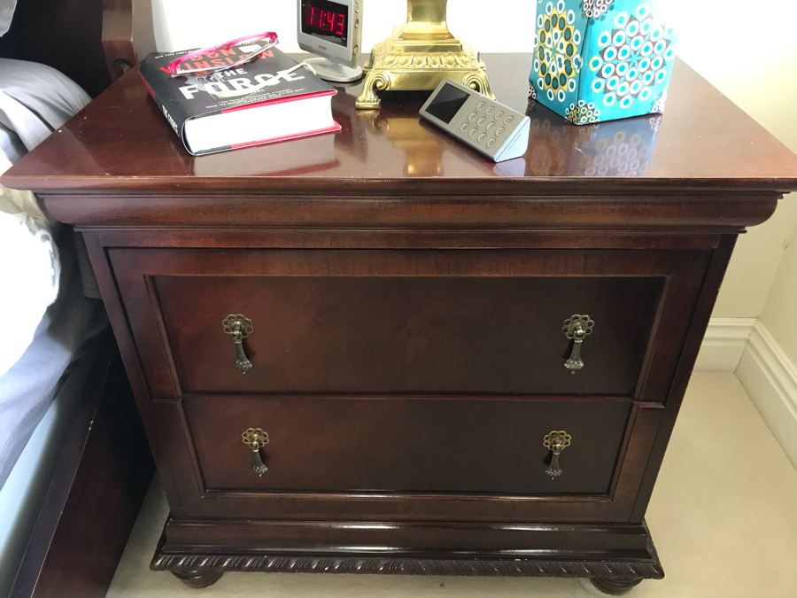 Pair Of National Mt. Airy Wooden Nightstands End Tables (One Of Brass Pulls Has Been Replaced) [Photo 8]