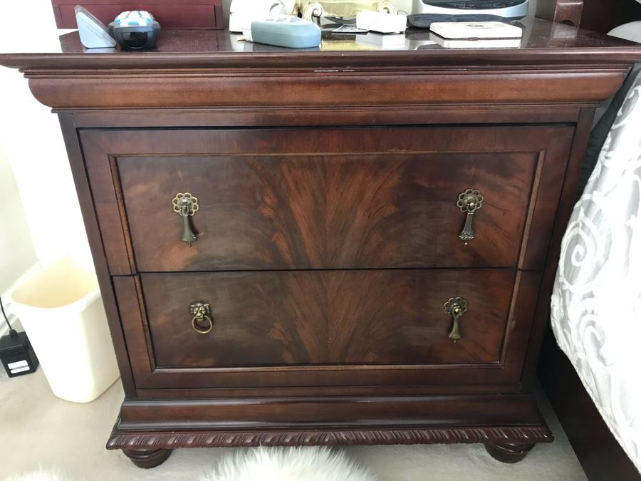 Pair Of National Mt. Airy Wooden Nightstands End Tables (One Of Brass Pulls Has Been Replaced) [Photo 4]