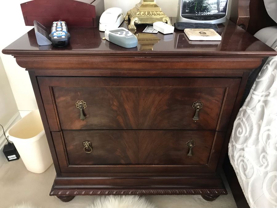 Pair Of National Mt. Airy Wooden Nightstands End Tables (One Of Brass Pulls Has Been Replaced) [Photo 3]