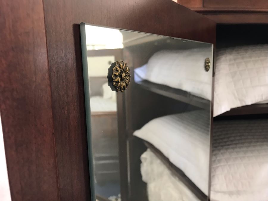 National Mt. Airy Wooden Dresser Cabinet Armoire With Mirrors On Inside Of Hinged Doors And Brass Pulls [Photo 7]