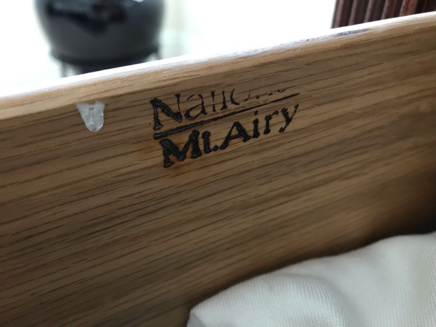 National Mt. Airy Wooden Dresser Cabinet Armoire With Mirrors On Inside Of Hinged Doors And Brass Pulls [Photo 9]