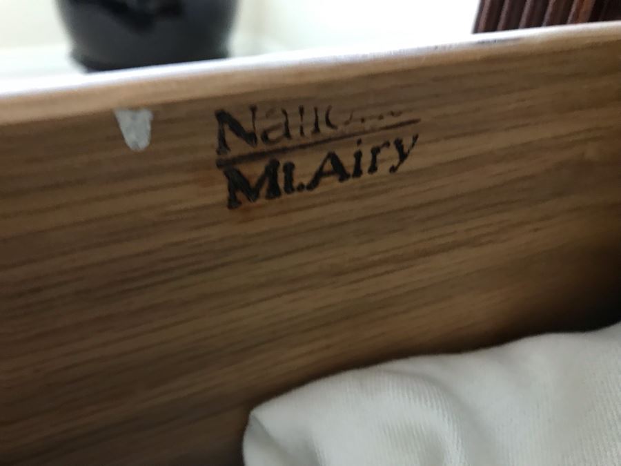 National Mt. Airy Wooden Dresser Cabinet Armoire With Mirrors On Inside Of Hinged Doors And Brass Pulls [Photo 8]