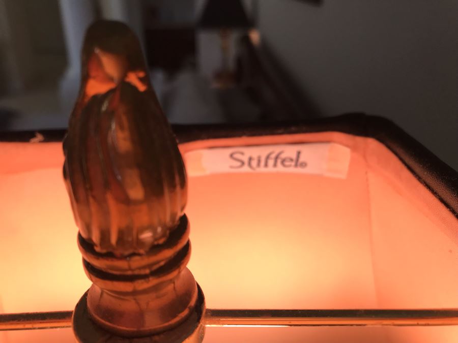 Pair Of Stiffel Heavy Brass Ornate Silver And Gold Table Lamps With Black Stiffel Shades [Photo 13]