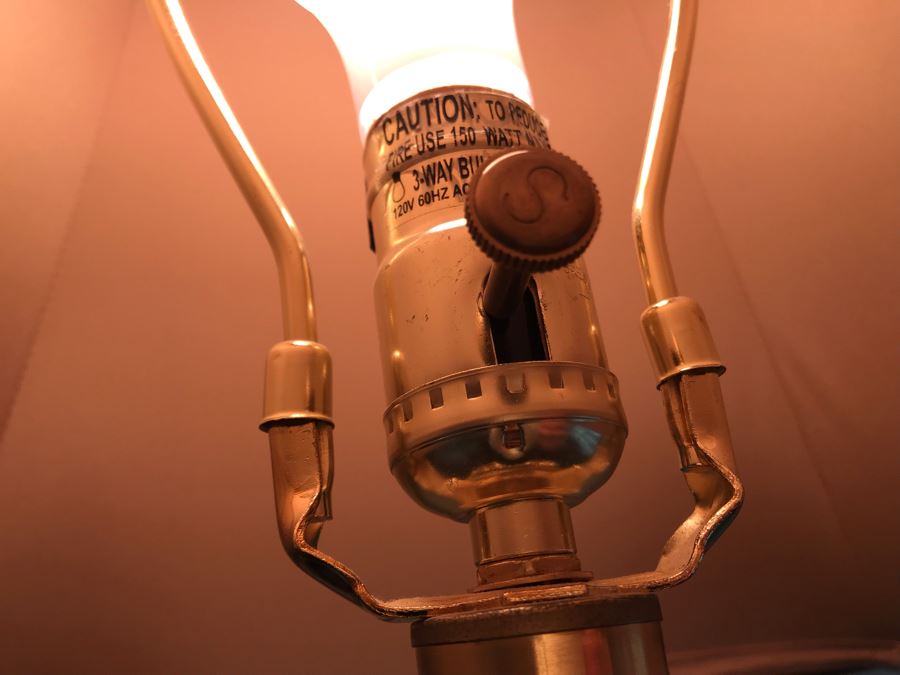 Pair Of Stiffel Heavy Brass Ornate Silver And Gold Table Lamps With Black Stiffel Shades [Photo 12]