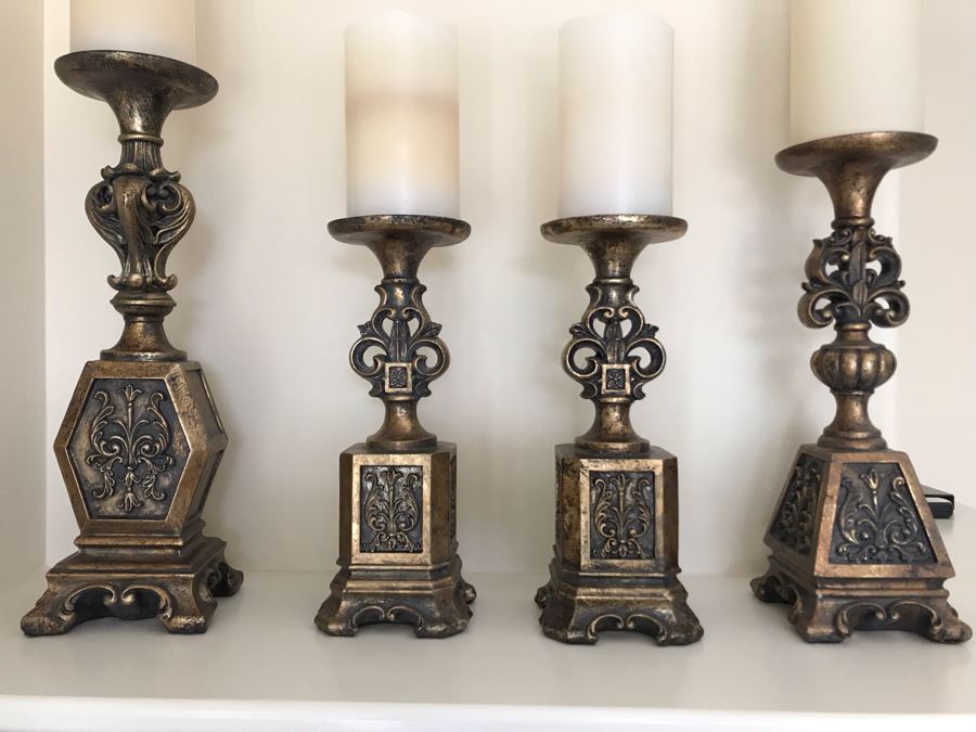 Set Of (4) Decorative Ornate Candle Holders [Photo 2]