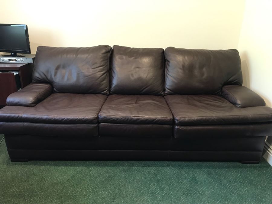 Nice Leather Master Coffee Brown Sofa Sleeper Bed 88'W [Photo 1]