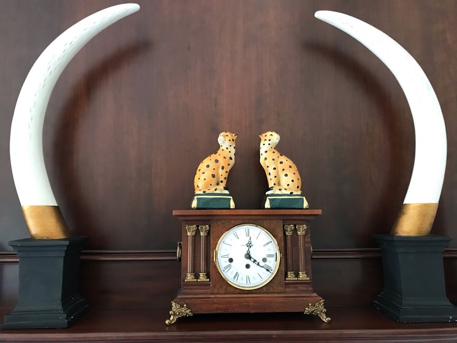 Design Toscano British Colonial Elephant Tusk Sculptural Trophy Design Toscano British Colonial Elephant Tusk Sculptural Trophy