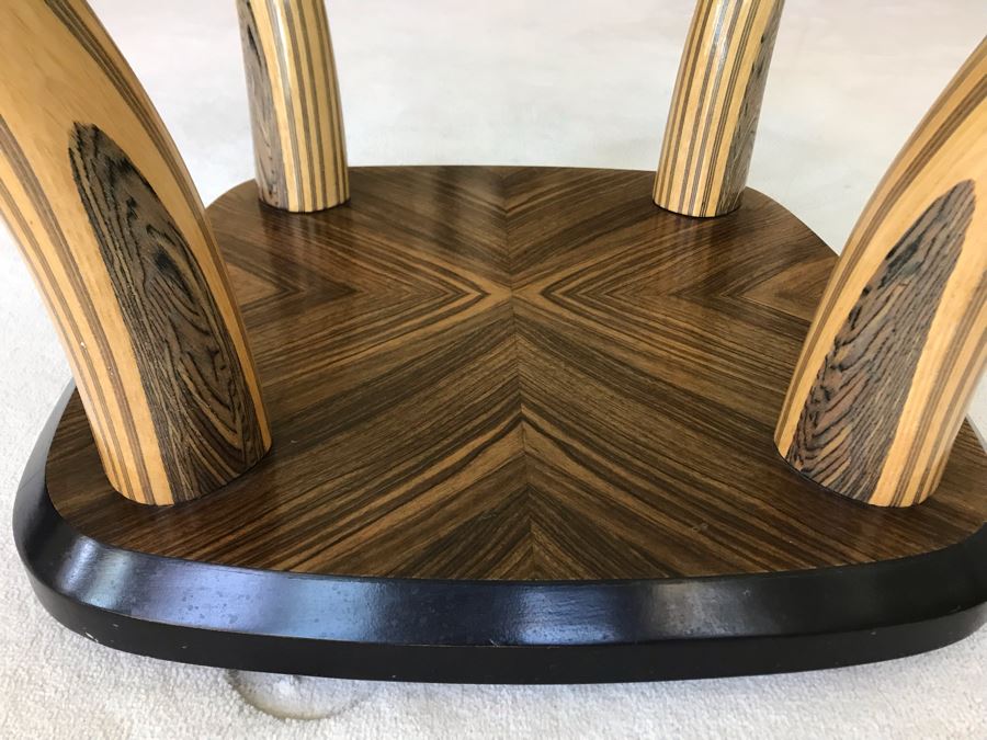 Stunning Henredon Wooden Faux Elephant Tusk Coffee Table With Glass Top 44'W X 16'H [Photo 8]