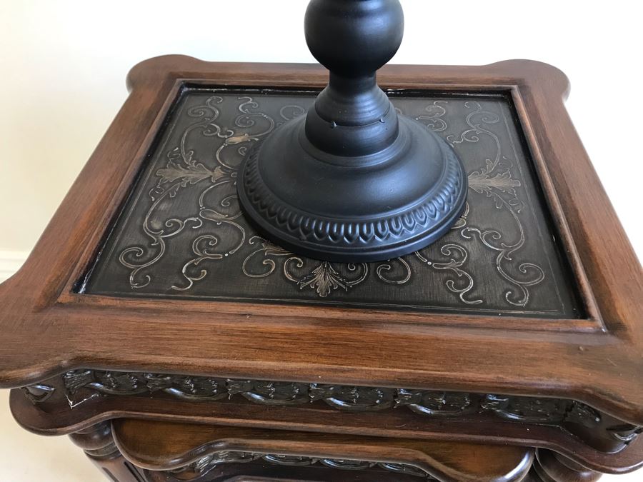 Contemporary Nesting Tables And Metal Footed Bowl With Faux Gold Tone Decorative Balls Table Measures 18'W X 16'D X 22'H [Photo 6]