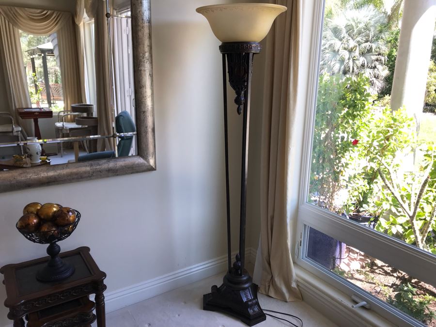 Tall Metal Floor Lamp With Glass Shade [Photo 10]