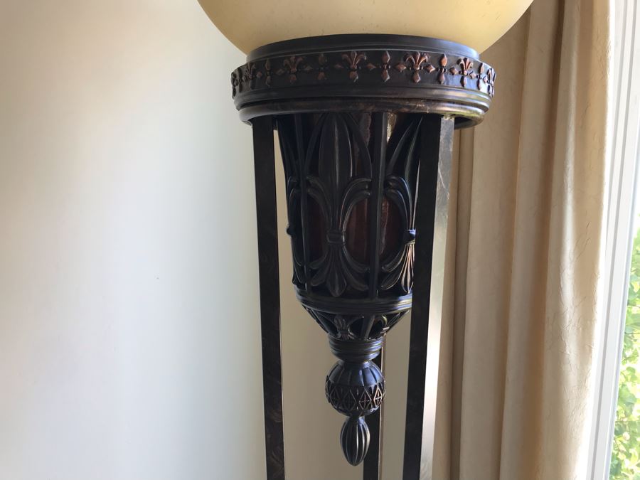 Tall Metal Floor Lamp With Glass Shade [Photo 12]