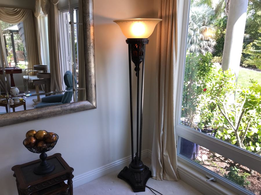 Tall Metal Floor Lamp With Glass Shade [Photo 2]