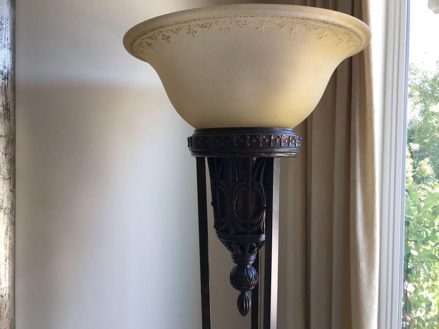 Tall Metal Floor Lamp With Glass Shade [Photo 11]