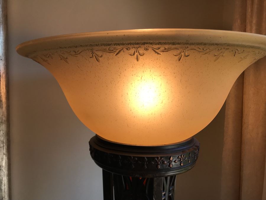 Tall Metal Floor Lamp With Glass Shade [Photo 8]