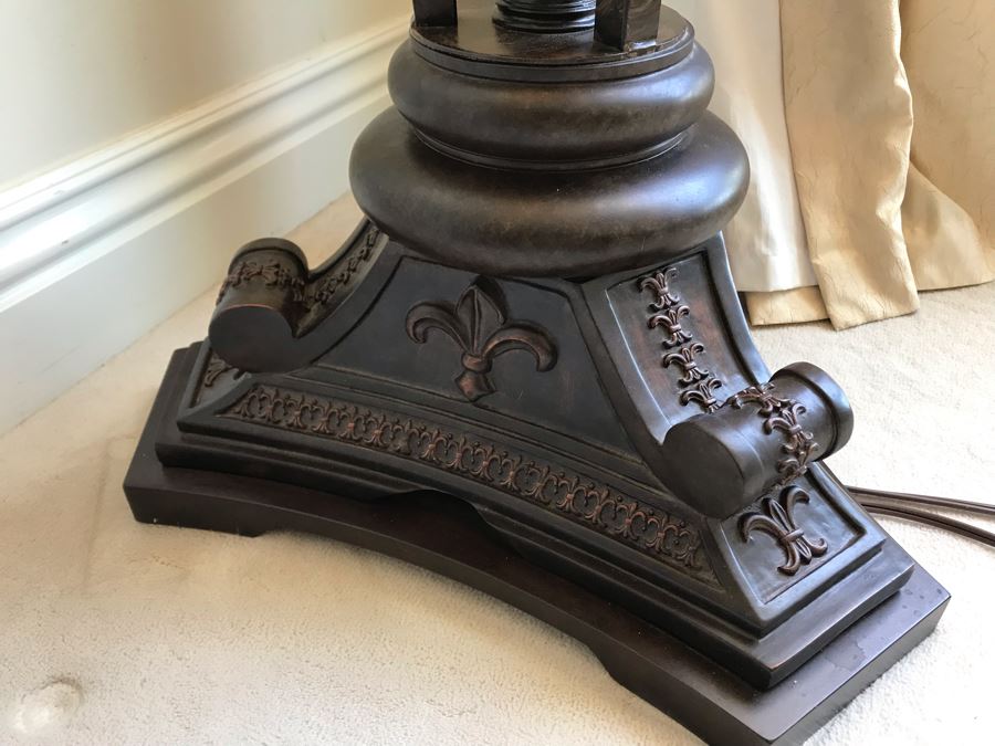 Tall Metal Floor Lamp With Glass Shade [Photo 5]