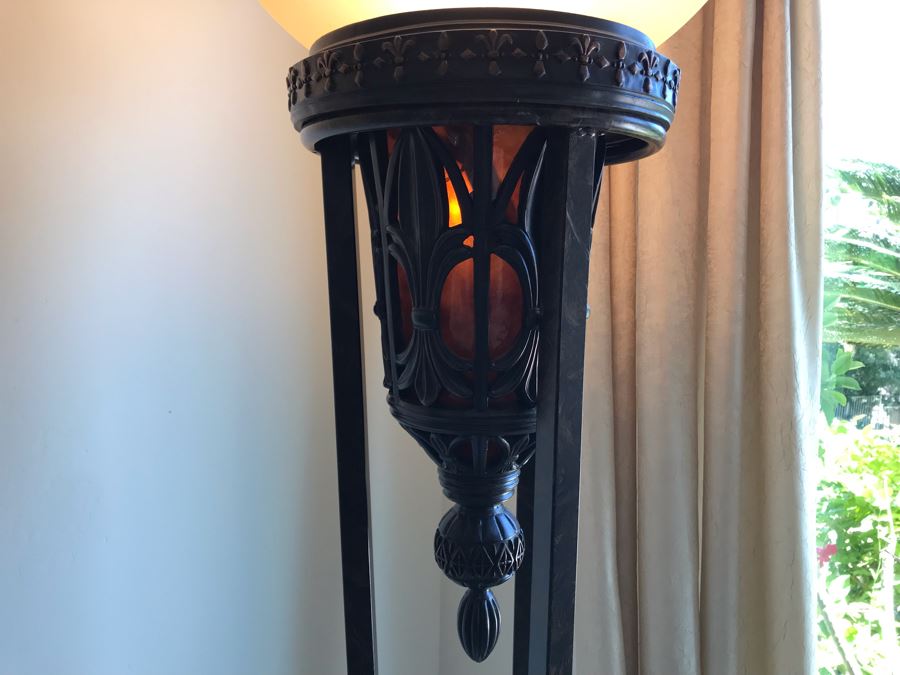 Tall Metal Floor Lamp With Glass Shade [Photo 4]