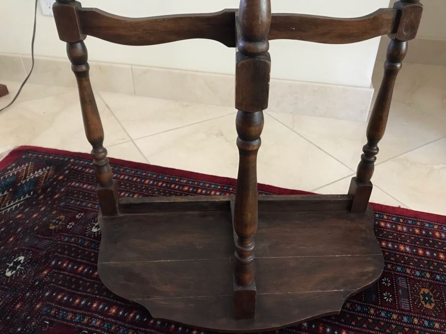 Vintage Wooden Demilune Table - Note Wooden Top Has Warping [Photo 6]