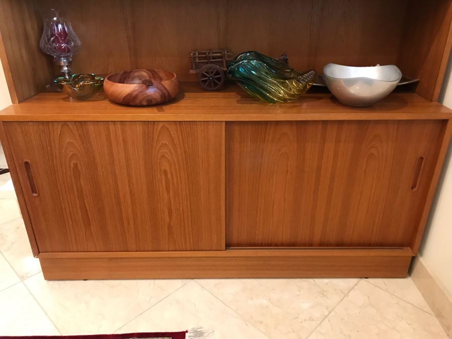 Danish Mid-Century Modern 2-Piece Office Bookcase China Cabinet Teak Veneer Over Plywood With Hutch [Photo 6]