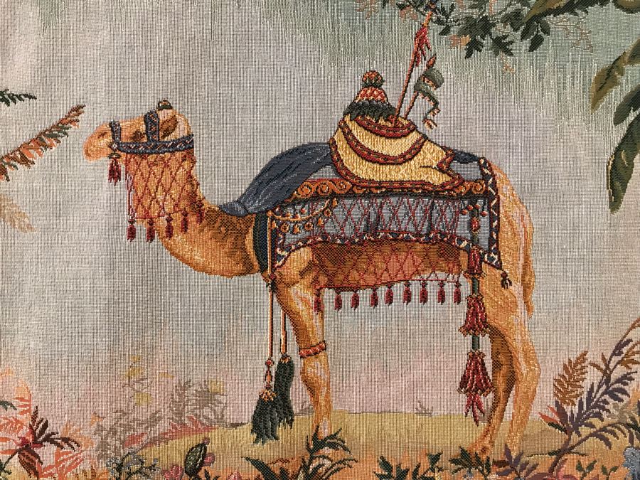 Ornate Camel Wall Tapestry With Wooden Rod For Display 45'W X 36'H [Photo 3]