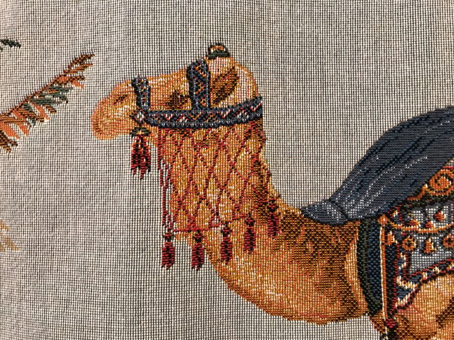 Ornate Camel Wall Tapestry With Wooden Rod For Display 45'W X 36'H [Photo 4]