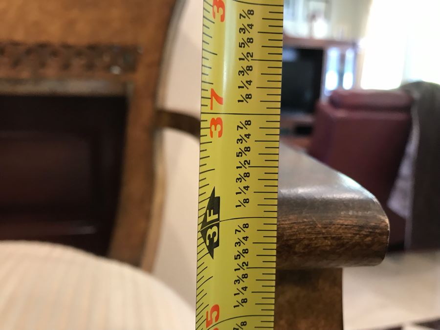 Pair Of Bar Height Wooden Bar Stools 45.5'TH X 36'H Of Arm X 30'H Seat Cushion [Photo 12]