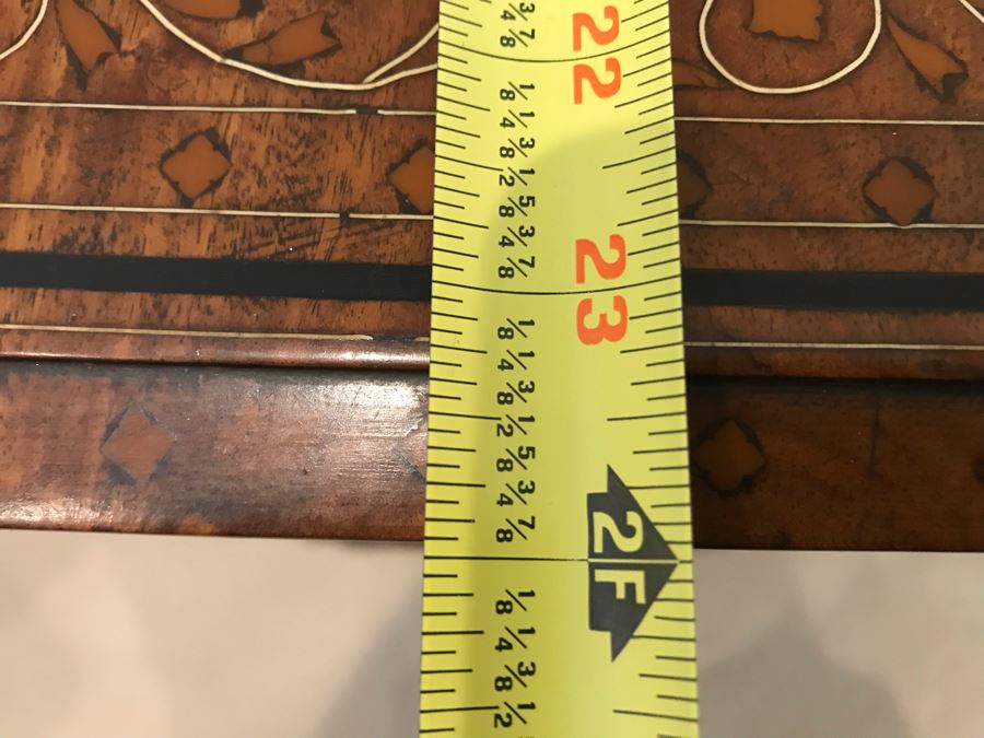 Stunning Vintage Moroccan Wooden Detailed Inlay Side Table - Note Some Of The Detailed Floral Wood Carvings On Base Are Missing 23'W X 24'H [Photo 18]