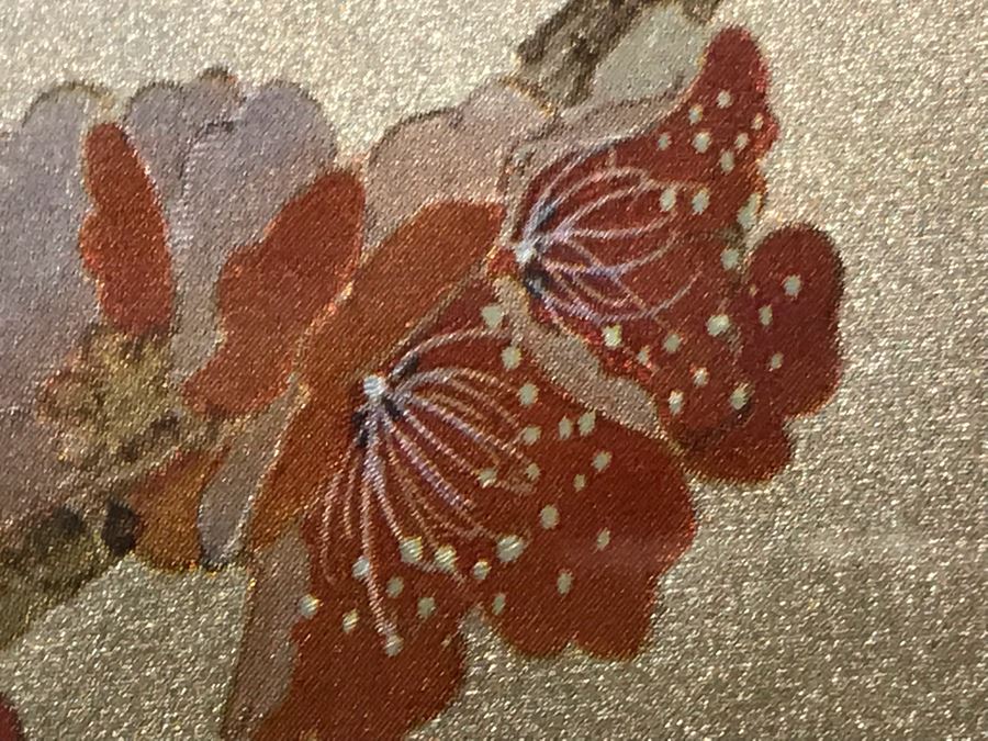 Framed Asian Signed Artwork Floral Scene With Pair Of Birds 26.5'W X 22.5'H [Photo 6]