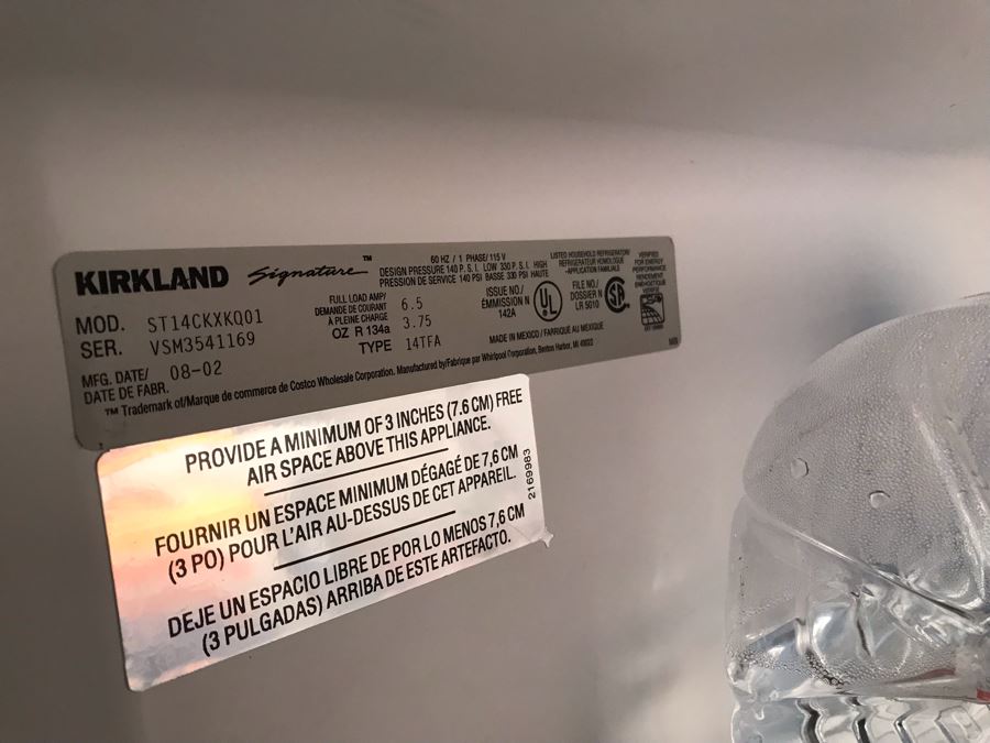 Kirkland Signature By Whirlpool Refrigerator Model ST14CKXKQ01