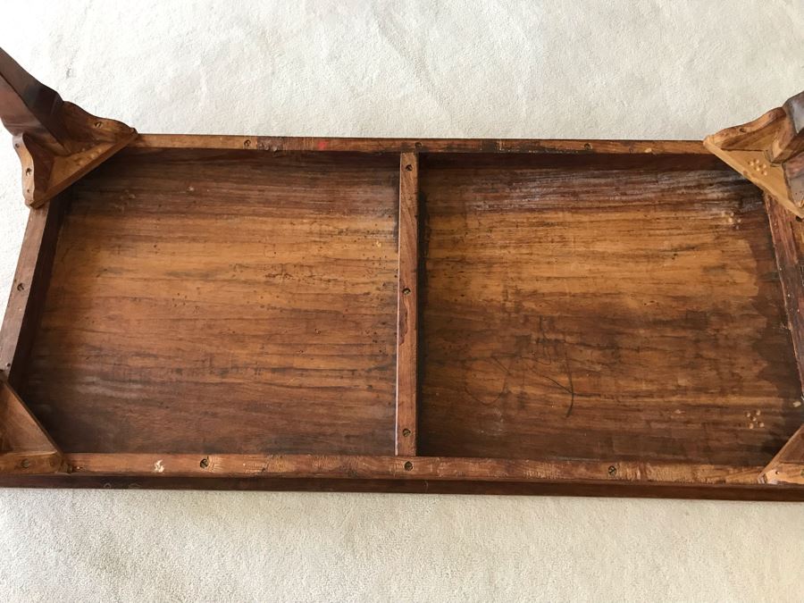 Detailed Moroccan Brass Inlay Wooden Coffee Table 42' X 19' [Photo 18]