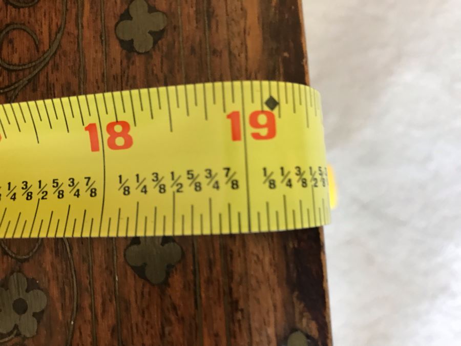 Detailed Moroccan Brass Inlay Wooden Coffee Table 42' X 19' [Photo 15]