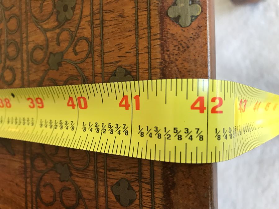 Detailed Moroccan Brass Inlay Wooden Coffee Table 42' X 19' [Photo 16]