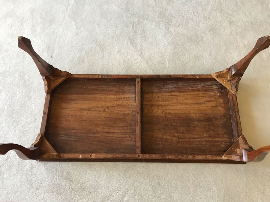 Detailed Moroccan Brass Inlay Wooden Coffee Table 42' X 19' [Photo 17]