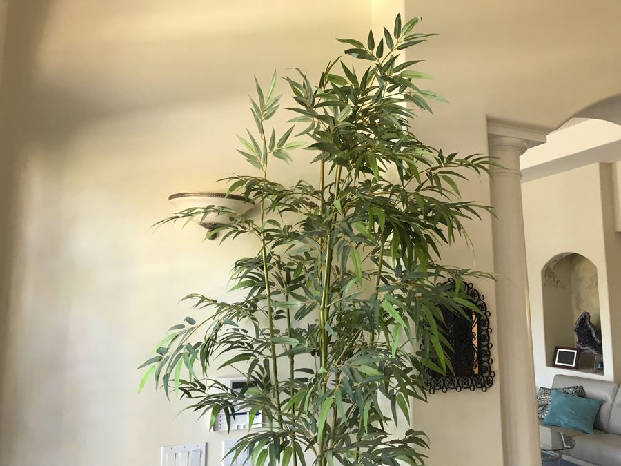 Large Faux Bamboo Plant With Pot And Stand [Photo 3]