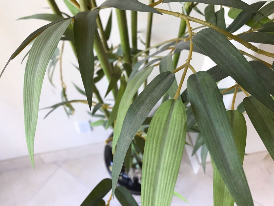 Large Faux Bamboo Plant With Pot And Stand [Photo 5]
