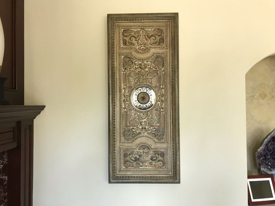 Decorative Old World European French Wall Decor Panel With Center Mirror 25'W X 60'H