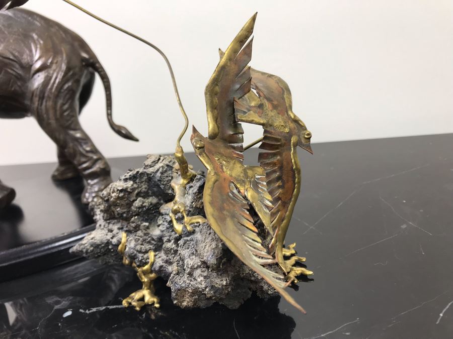 Metal Elephant Figurine Decorative Sculpture 12'H And Seagull Bird Sculpture [Photo 7]