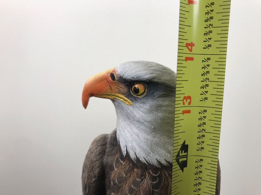 Carved Wooden Sculputre Of Man Holding Guitar 15.5'H And Bald Eagle Composite Sculpture 14'H [Photo 19]
