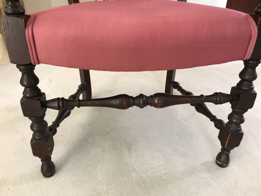 Vintage Upholstered Wooden Armchair [Photo 7]