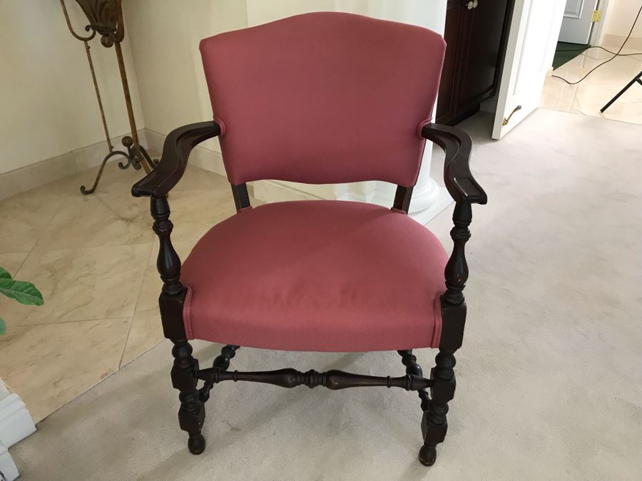 Vintage Upholstered Wooden Armchair [Photo 2]