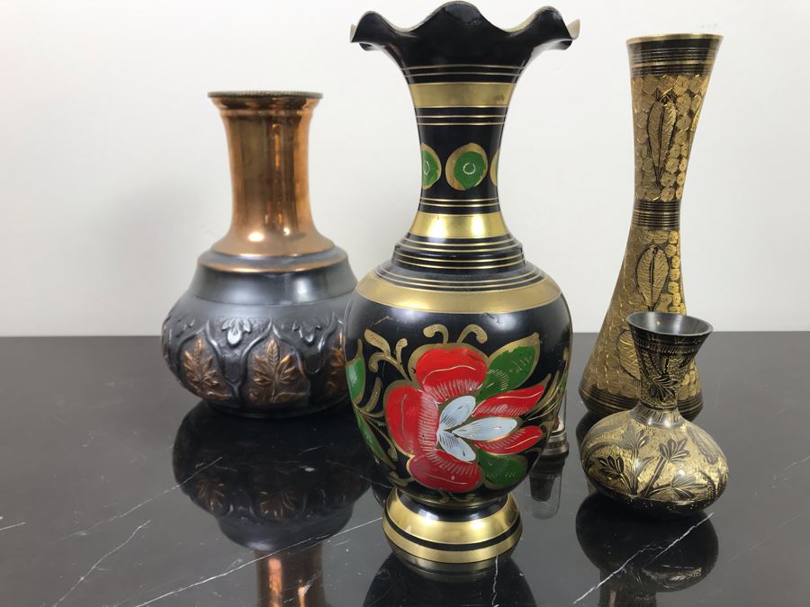 Collection Of Brass And Copper Vases And Thimble [Photo 12]