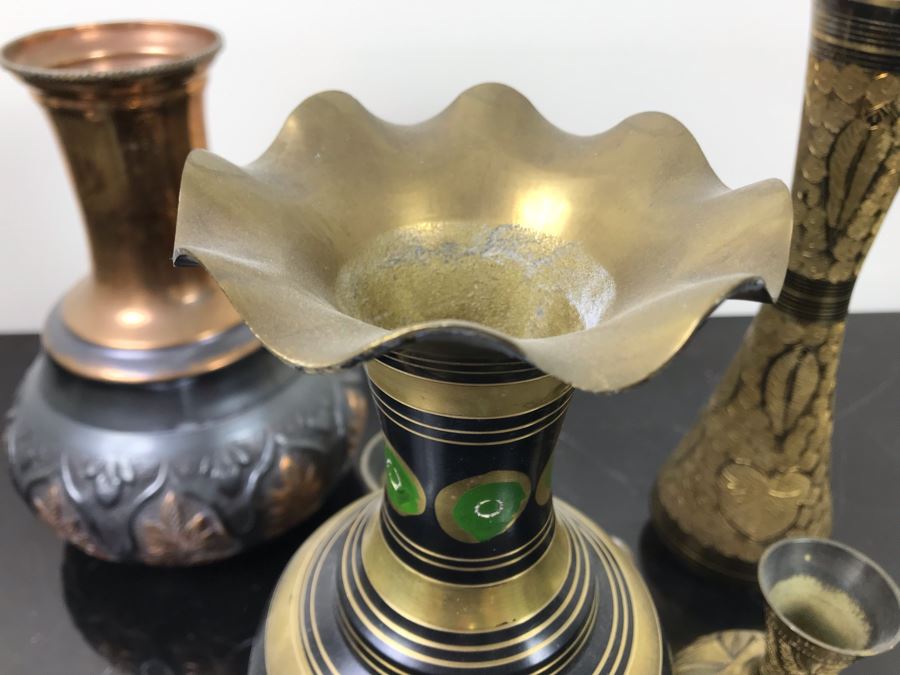Collection Of Brass And Copper Vases And Thimble [Photo 14]