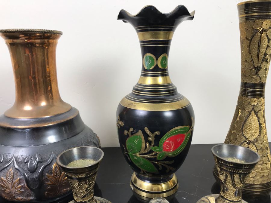 Collection Of Brass And Copper Vases And Thimble [Photo 5]
