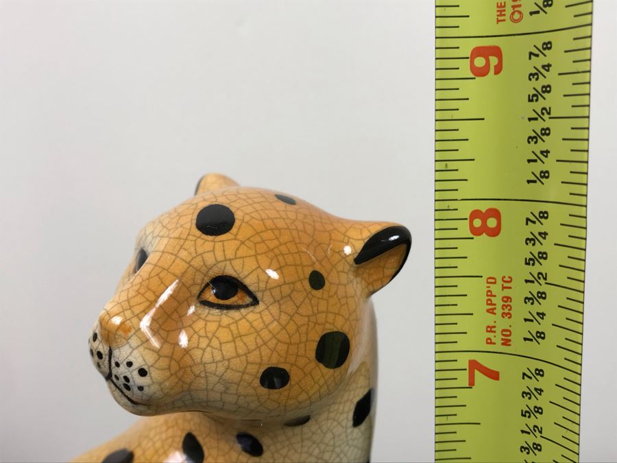 Pair Of Decorative Painted Ceramic Leopards 8'H [Photo 5]