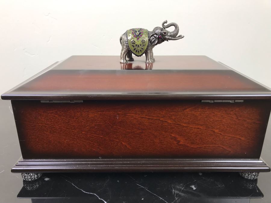 Painted Elephant Figurine 9'H And Lockable Box With Elephant Finial [Photo 10]