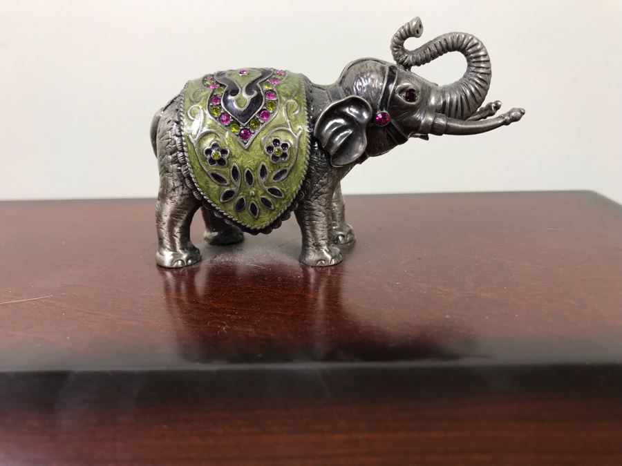 Painted Elephant Figurine 9'H And Lockable Box With Elephant Finial [Photo 11]