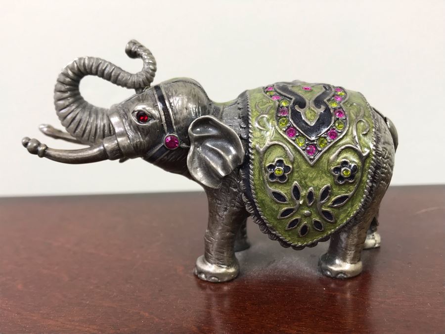 Painted Elephant Figurine 9'H And Lockable Box With Elephant Finial [Photo 8]