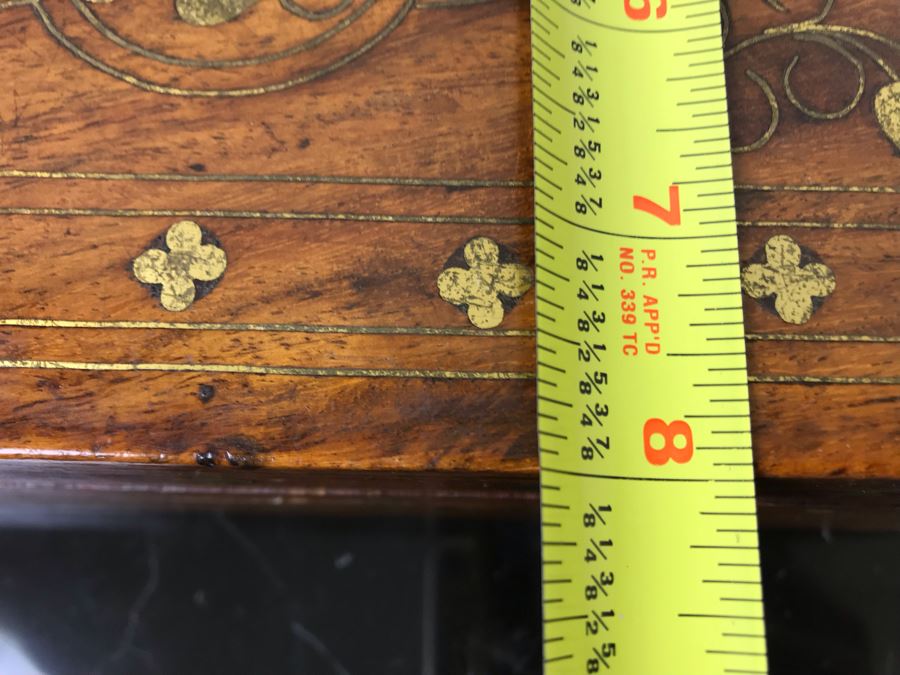 Vintage Detailed Brass Inlay Morrocan Jewelry Box 12'W X 8'D X 4'H [Photo 17]