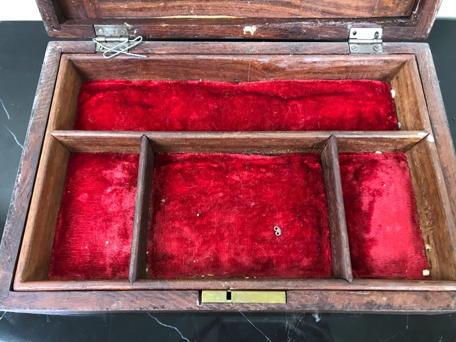 Vintage Detailed Brass Inlay Morrocan Jewelry Box 12'W X 8'D X 4'H [Photo 11]