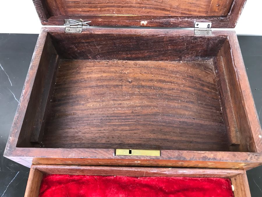 Vintage Detailed Brass Inlay Morrocan Jewelry Box 12'W X 8'D X 4'H [Photo 15]